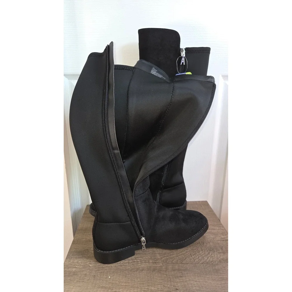Aerosoles Tierra Womens Black Tall Stretch Knee High Boots A1317 Size 7M